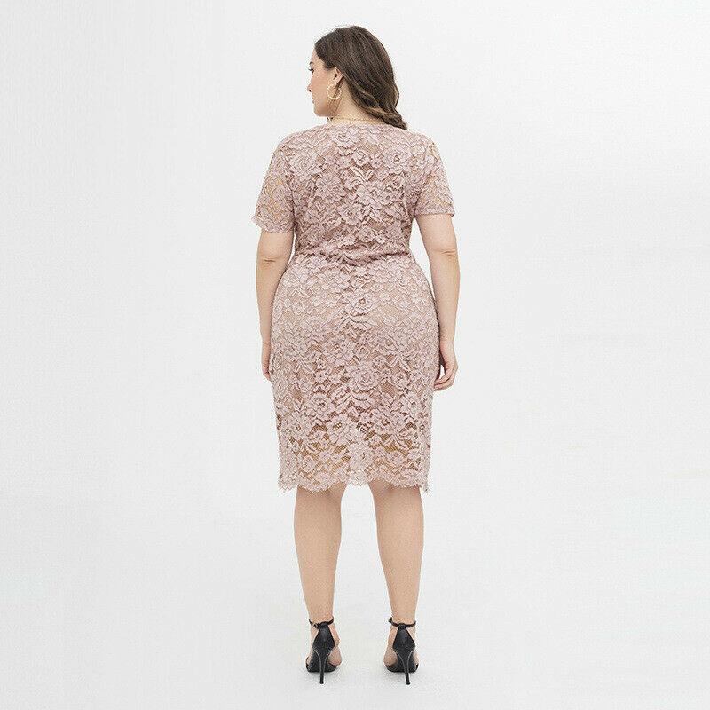 Womens Plus Size Lace Dresses-STYLEGOING