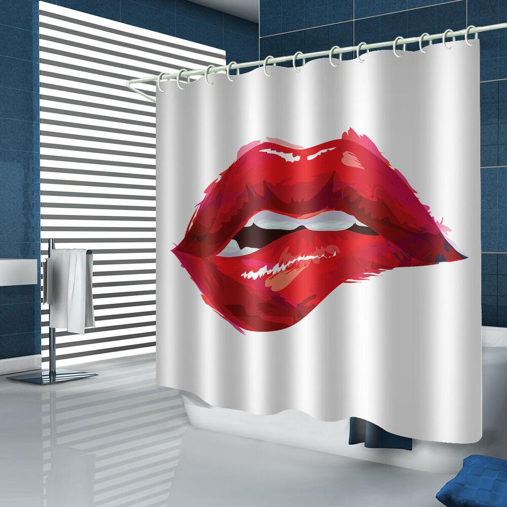 Hot Lips Bathroom Rug Set Shower Curtain-STYLEGOING
