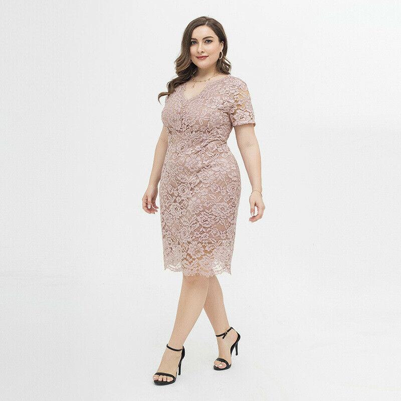 Womens Plus Size Lace Dresses-STYLEGOING