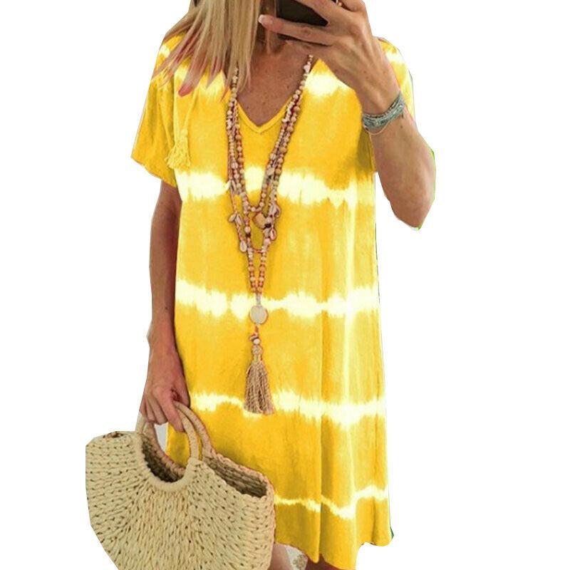 Summer Tie-dye Short Sleeve Mini Sundress-STYLEGOING