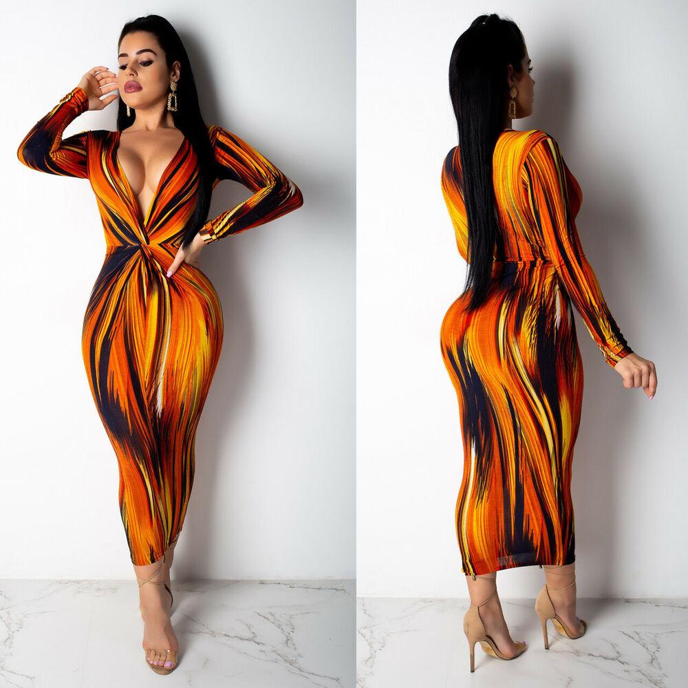 Sexy V-neck Bodycon Cocktail Party Dress-STYLEGOING