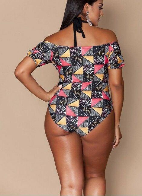 Plus Size Bikini Padded Floral Monokini-STYLEGOING