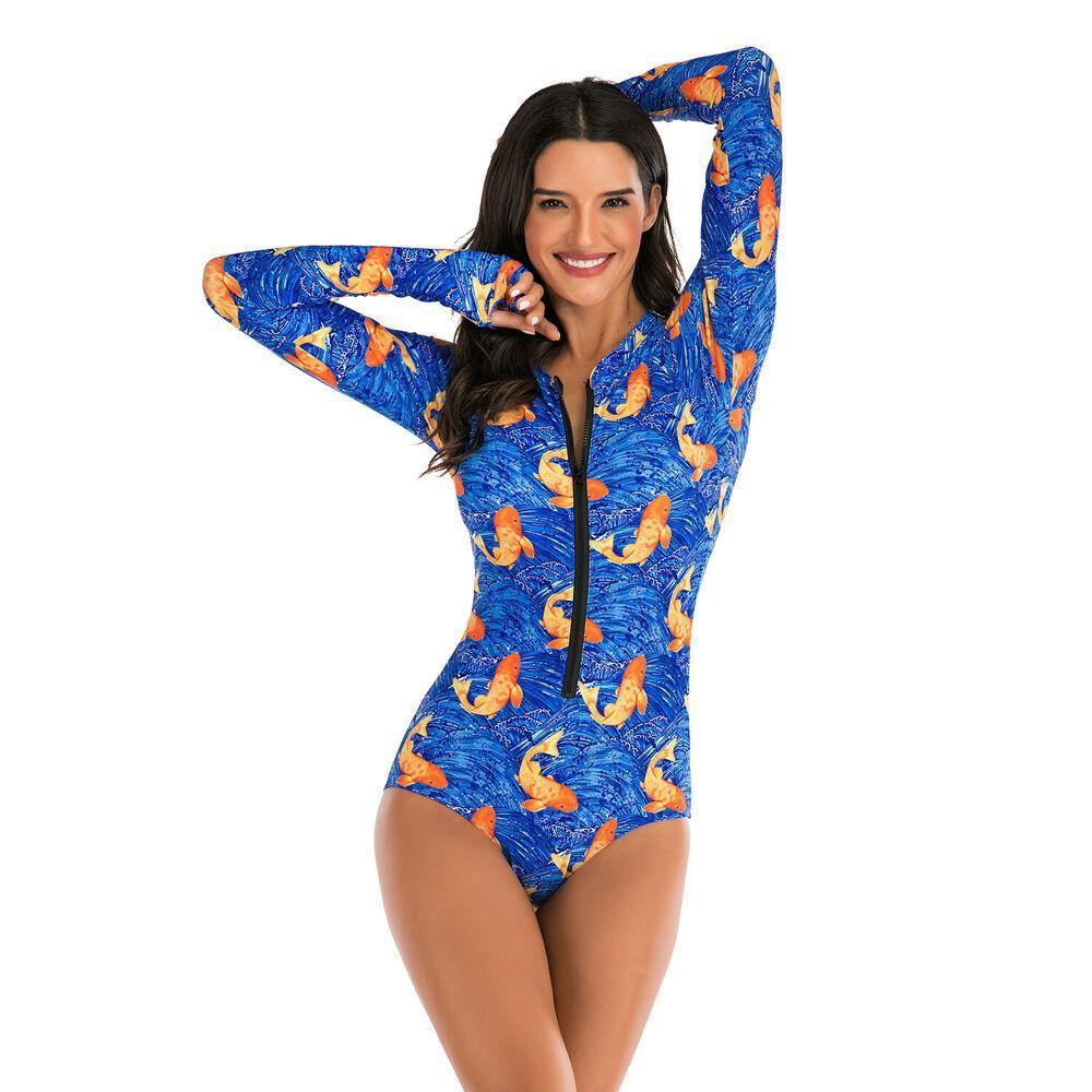 Long Sleeve One Piece Swimsuit-STYLEGOING
