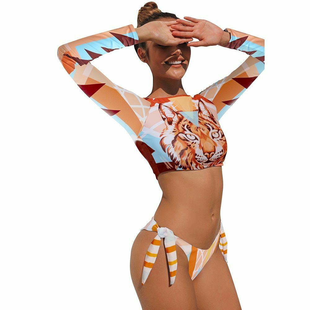 Rash Guard Bikini Tiger Print Swimwear-STYLEGOING