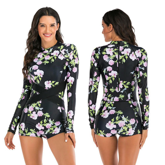 Long Sleeve One Piece Suit Swimwear-STYLEGOING