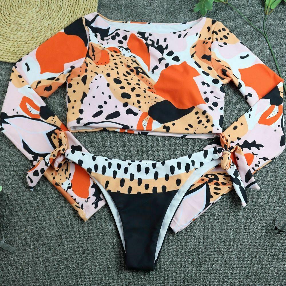 Rash Guard Bikini Tiger Print Swimwear-STYLEGOING