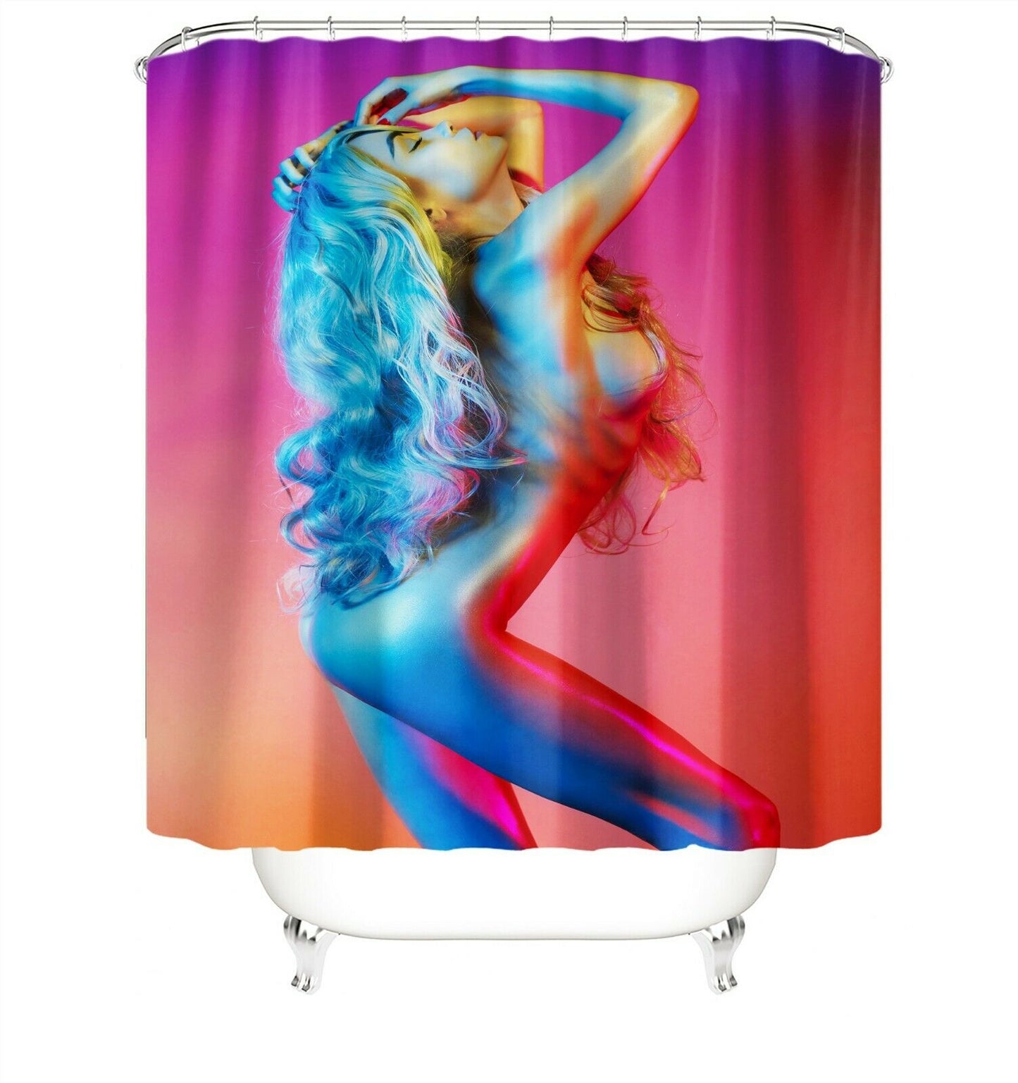 Sexy Long Hair Woman Fabric Shower Curtain-STYLEGOING
