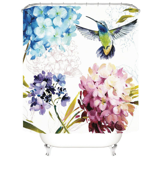 Hummingbird Fabric Shower Curtain For Bathroom-STYLEGOING