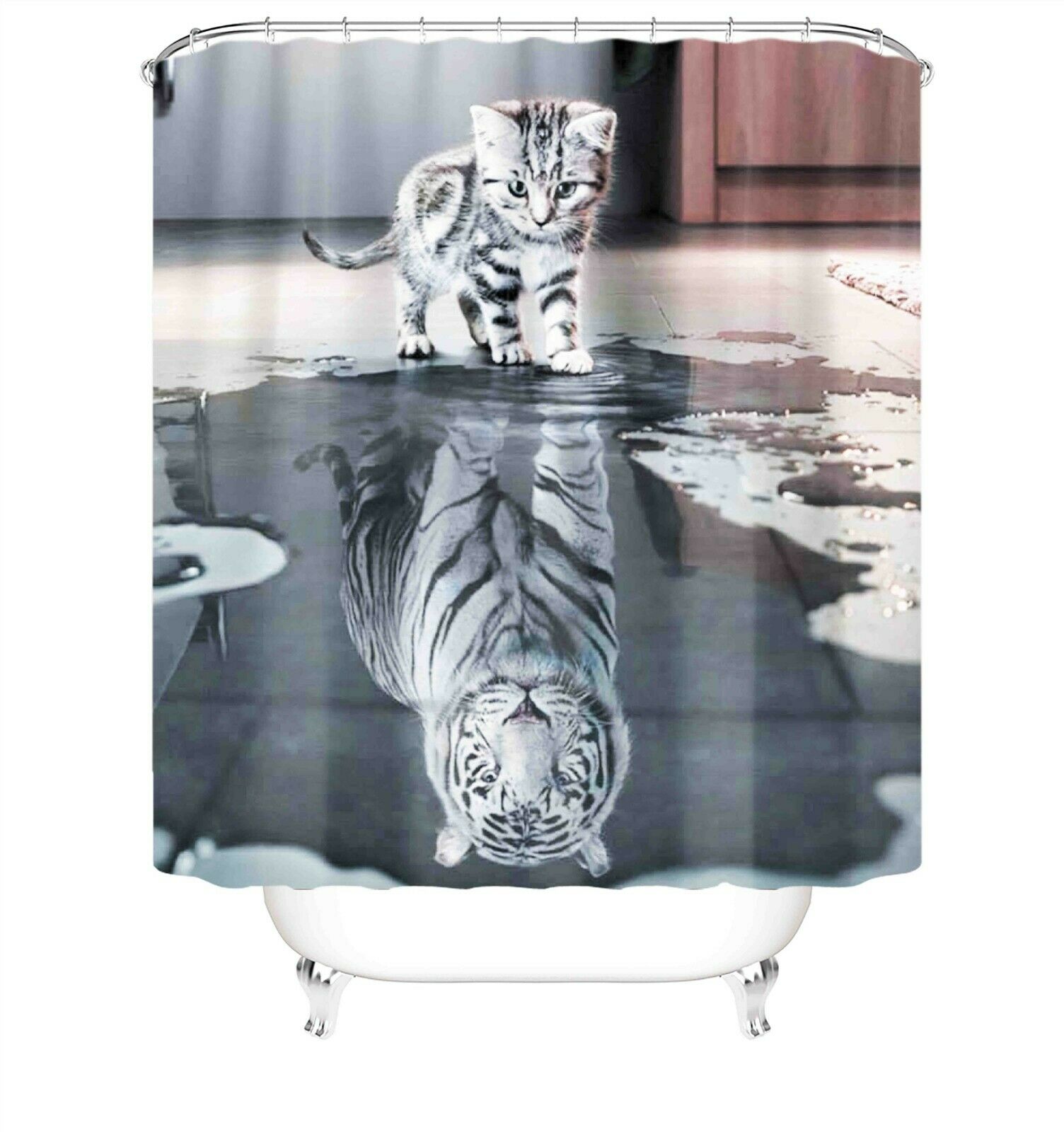 3D Cat Print Fabric Shower Curtain-STYLEGOING