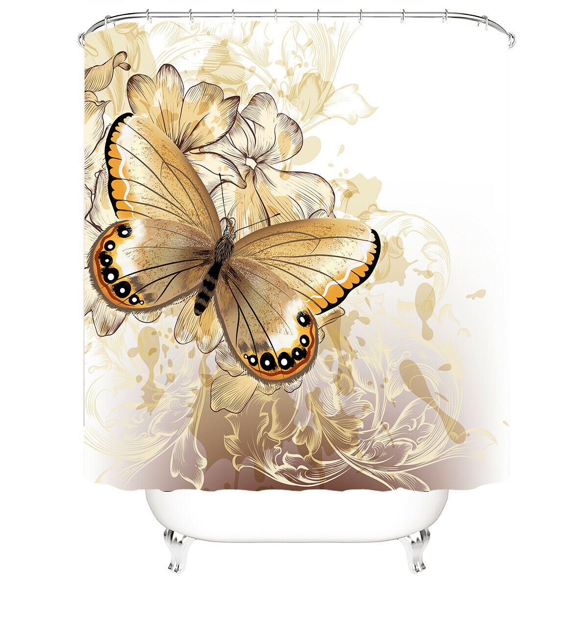 Flying Butterfly Fabric Shower Curtains-STYLEGOING