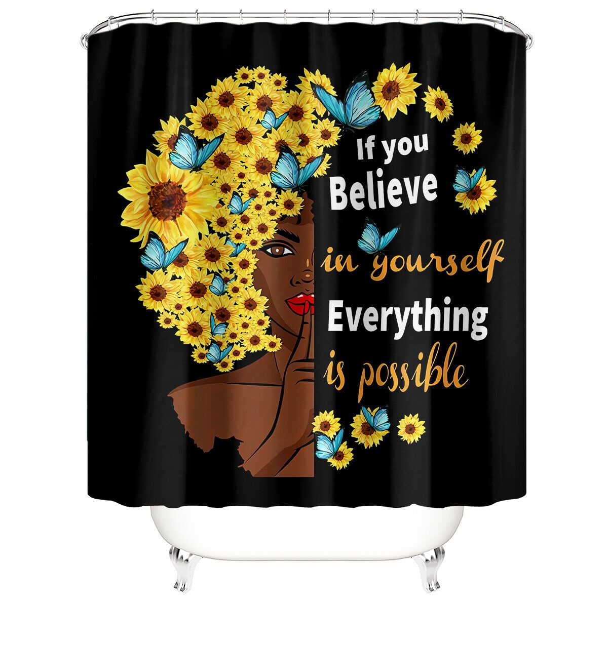 African Woman Fabric Shower Curtain For Bathroom-STYLEGOING