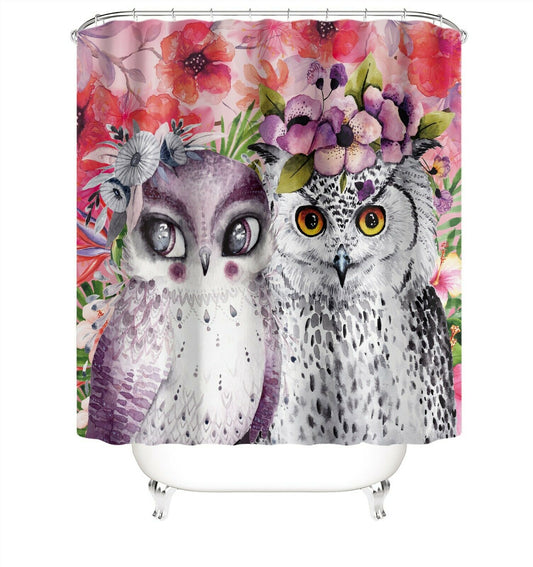 Owl Print 3D Fabric Shower Curtain-STYLEGOING