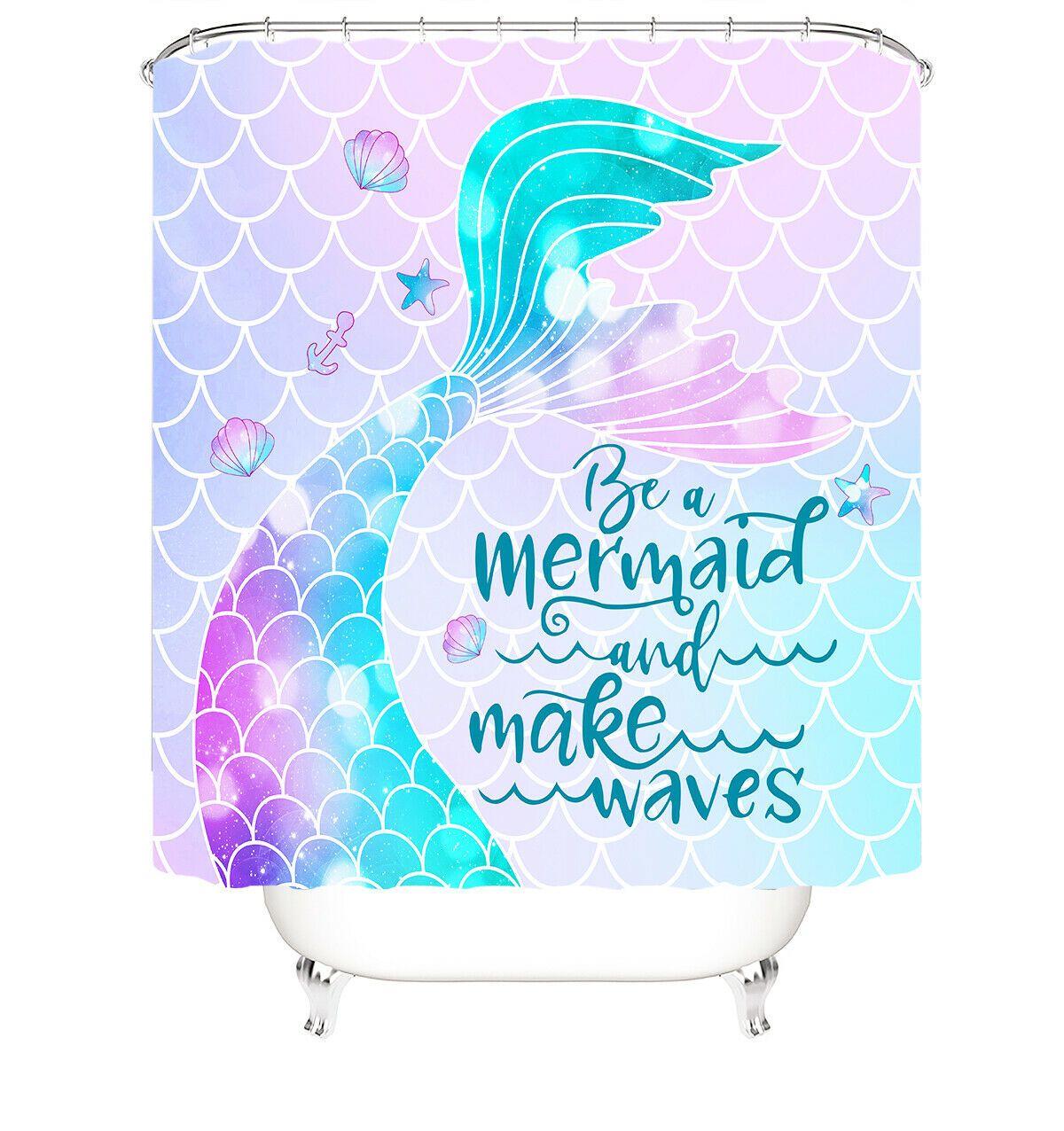 Mermaid Tail Fabric Shower Curtains-STYLEGOING