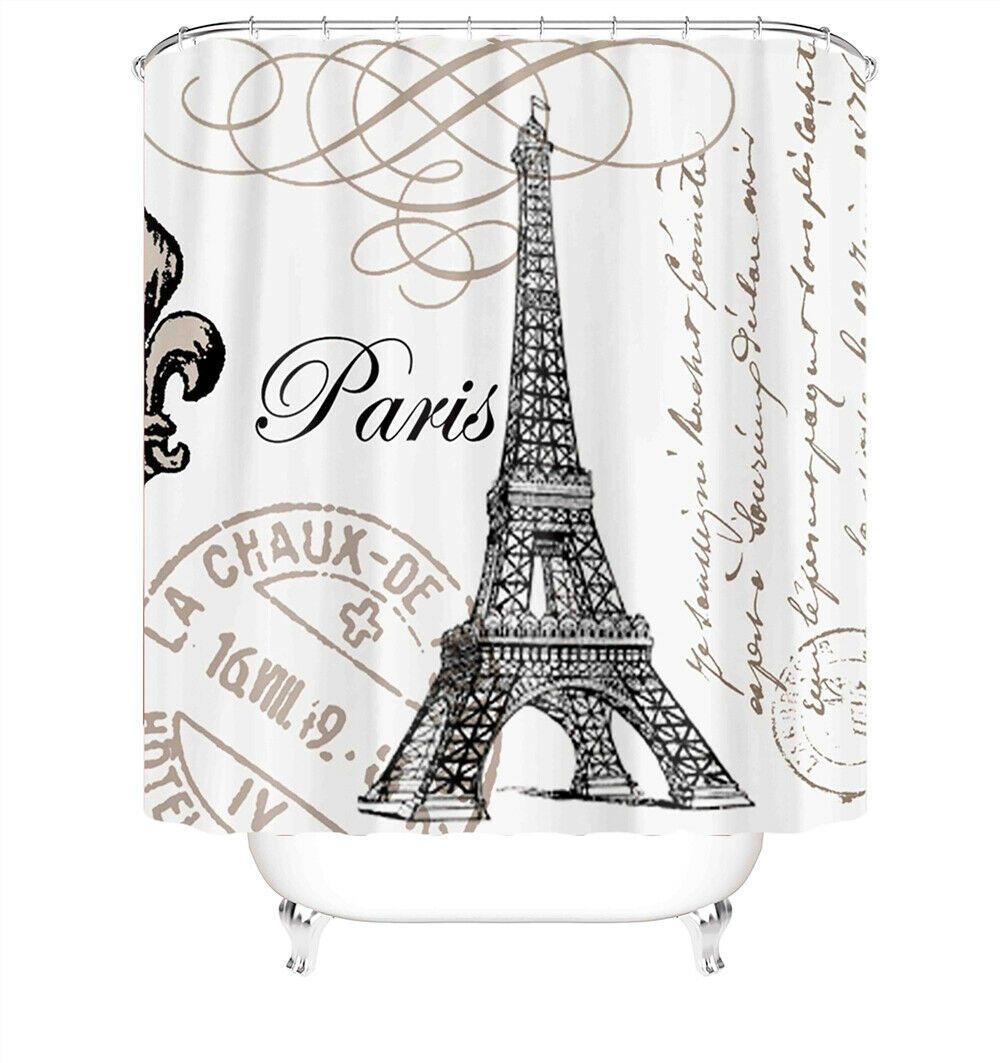 Eiffel Tower Fabric Shower Curtain-STYLEGOING