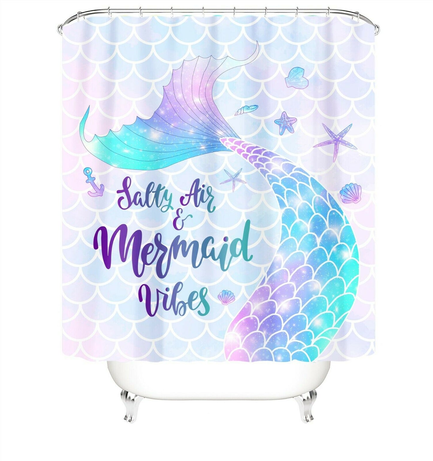 Mermaid Tail Fabric Shower Curtains-STYLEGOING