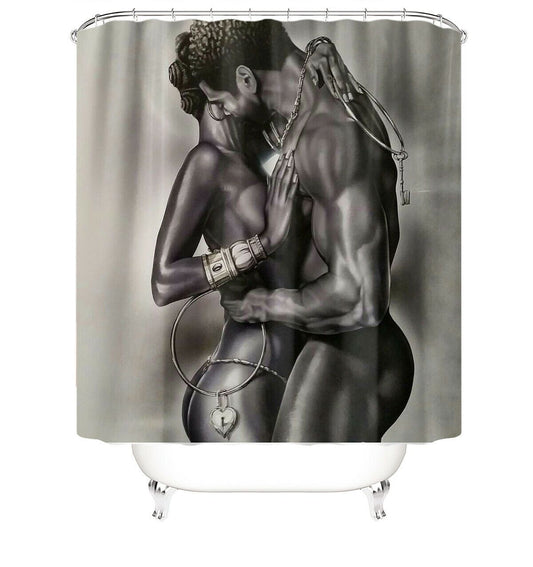 Lover Couple Fabric Shower Curtain-STYLEGOING
