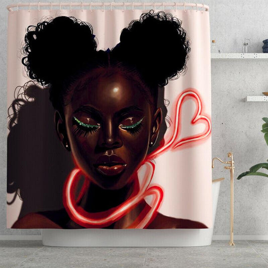 African Woman Fabric Shower Curtain For Bathroom-STYLEGOING