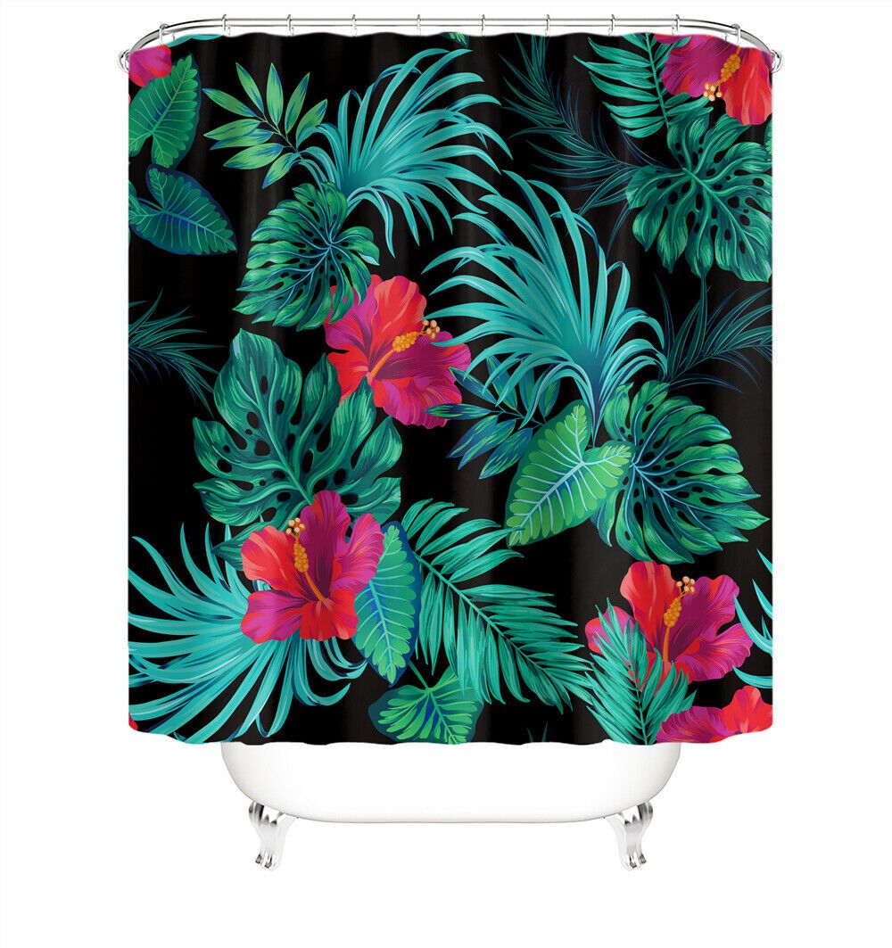 Floral&Leaf Fabric Shower Curtain-STYLEGOING