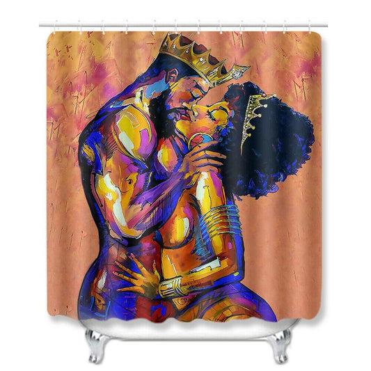 King Queen Fabric Shower Curtains-STYLEGOING