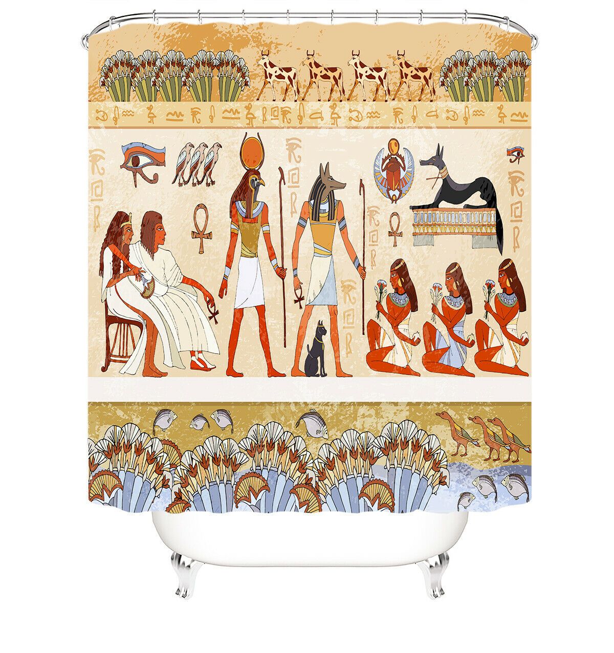 Egyptian Style Fabric Shower Curtain-STYLEGOING
