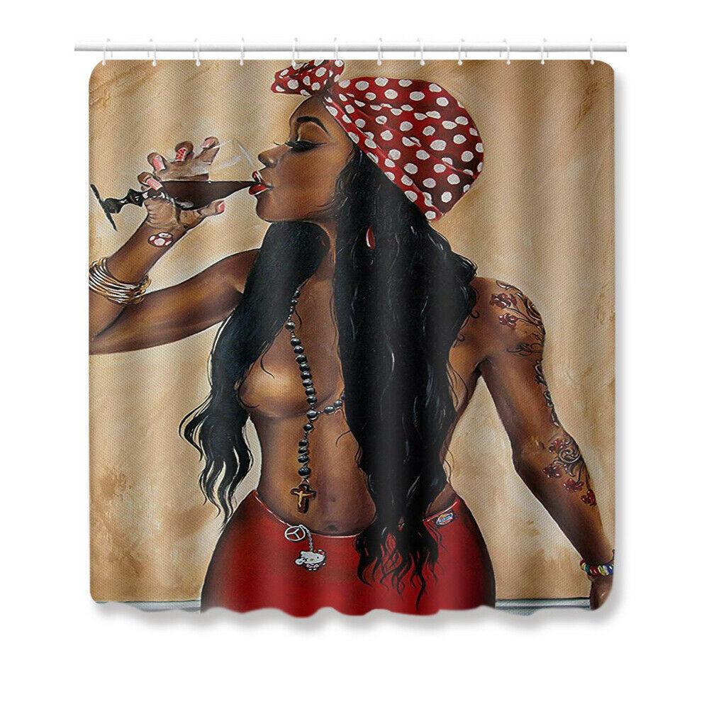 African Drinking Women Fabric Shower Curtain-STYLEGOING
