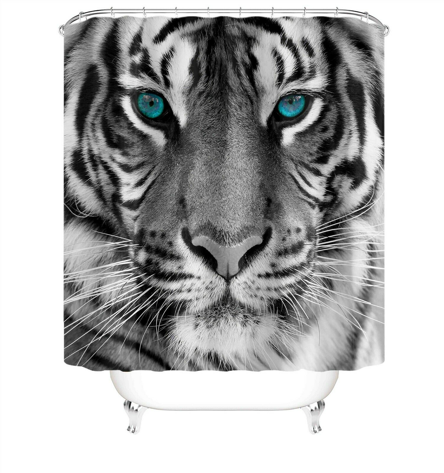 Tiger Face Print Fabric Shower Curtain-STYLEGOING