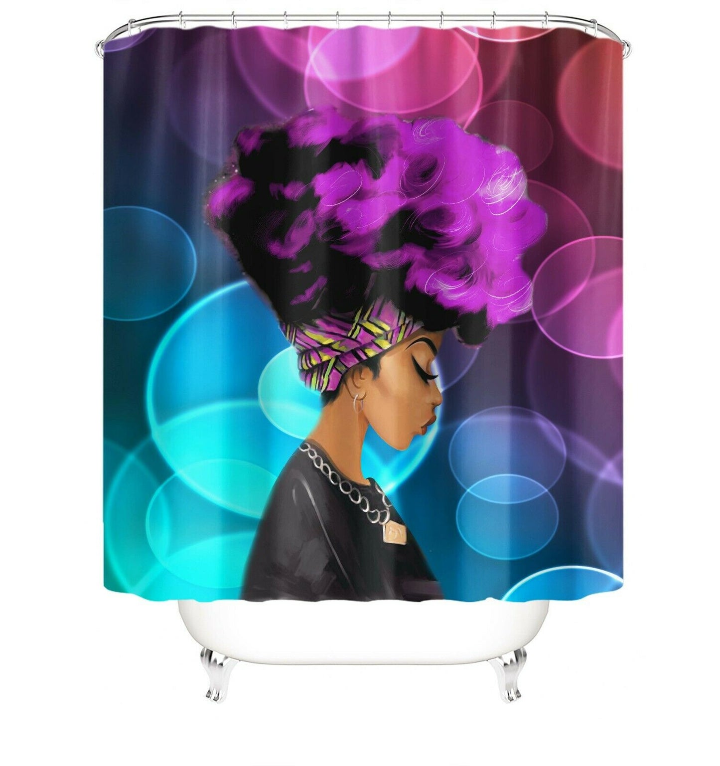 African Woman Fabric Shower Curtain-STYLEGOING