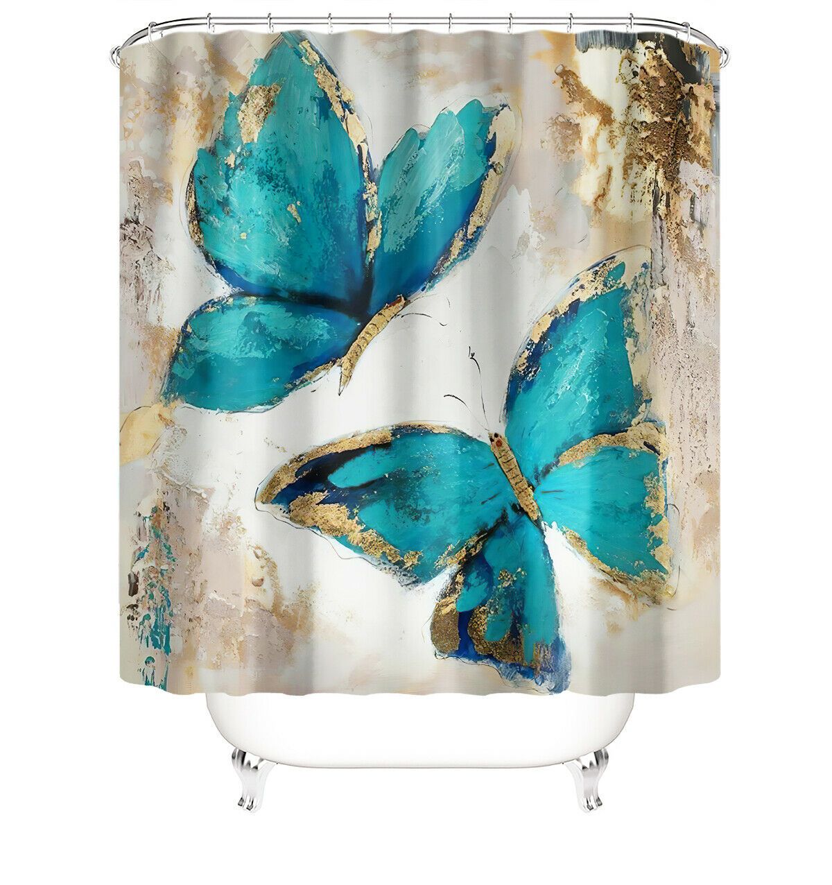 Green Butterflies Fabric Shower Curtains-STYLEGOING