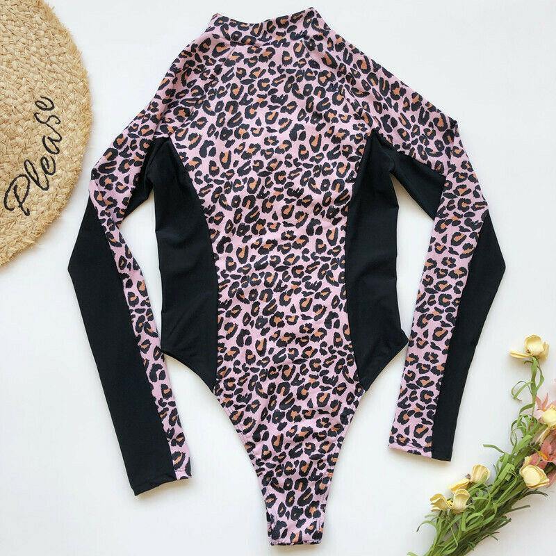 Long Sleeves Zippered One Piece Swimsuits-STYLEGOING