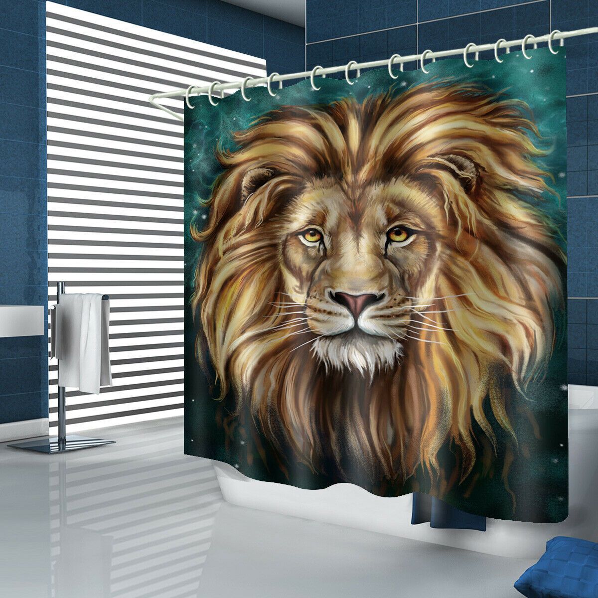 Lion Fabric Shower Curtain-STYLEGOING
