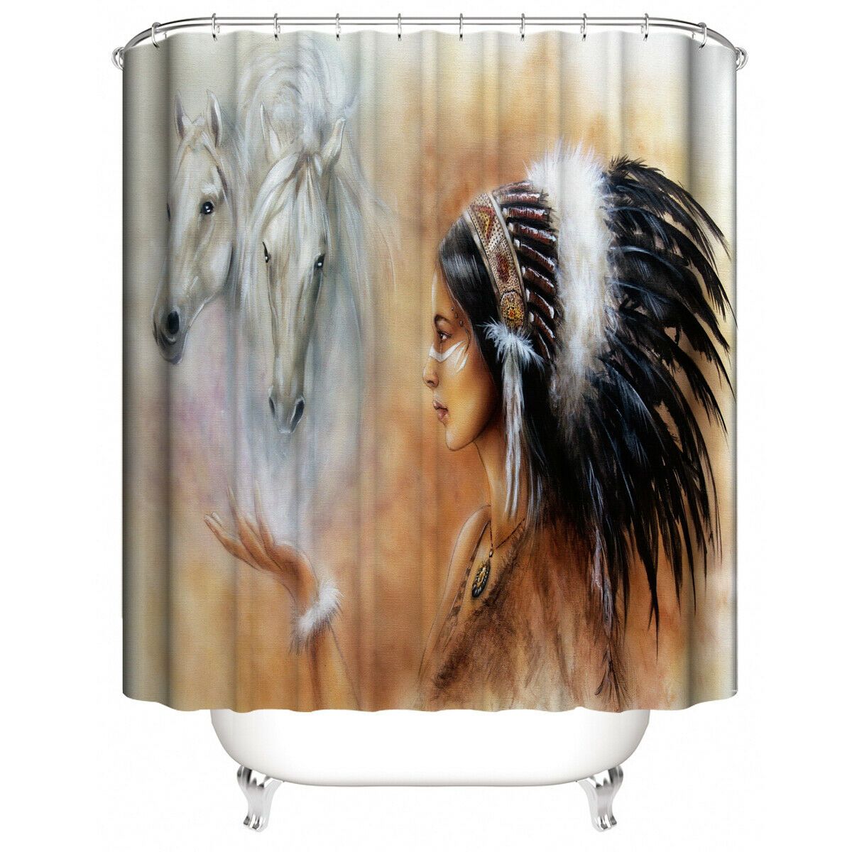 Girl Horse Fabric Shower Curtains-STYLEGOING