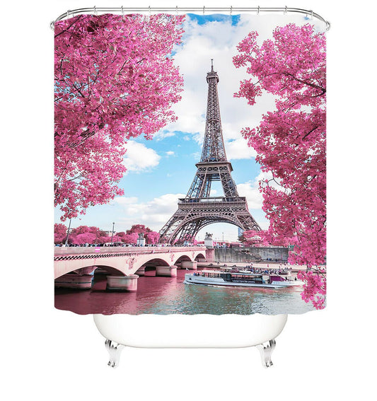 Pink Eiffel Fabric Shower Curtain-STYLEGOING