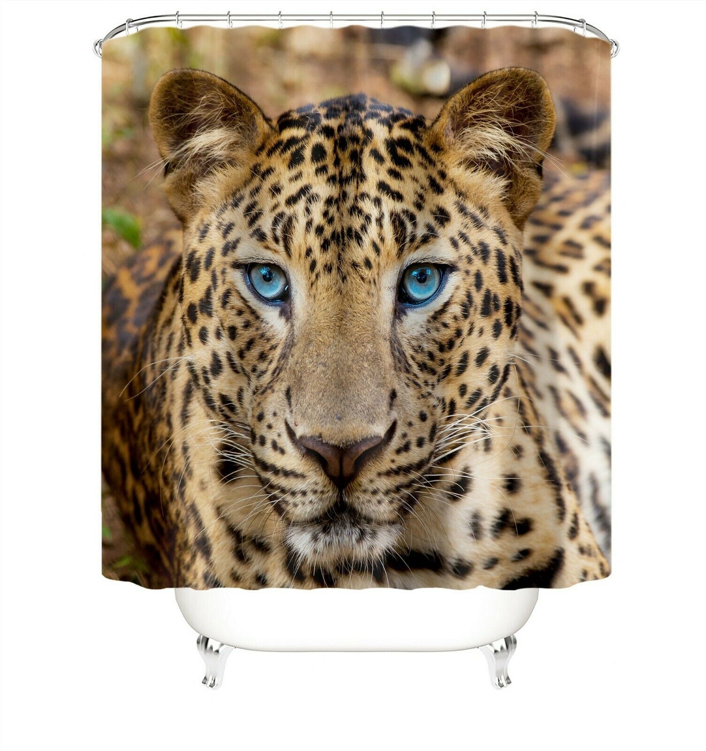 Leopard Tiger Face Print Fabric Shower Curtain-STYLEGOING