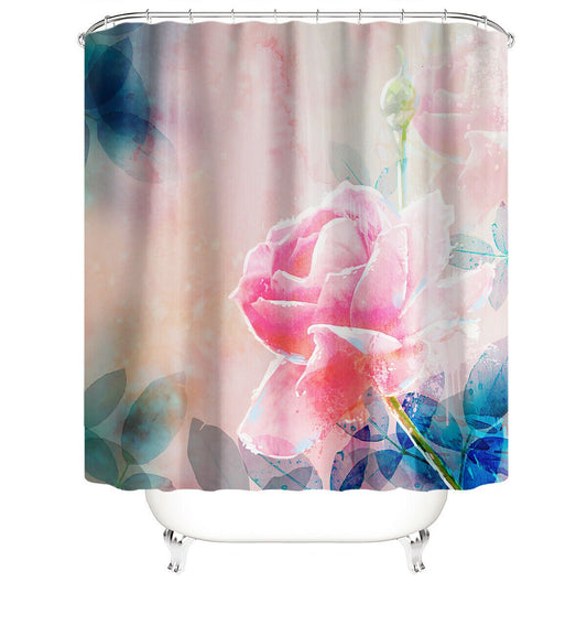 Floral Fabric Shower Curtain For Bathroom-STYLEGOING