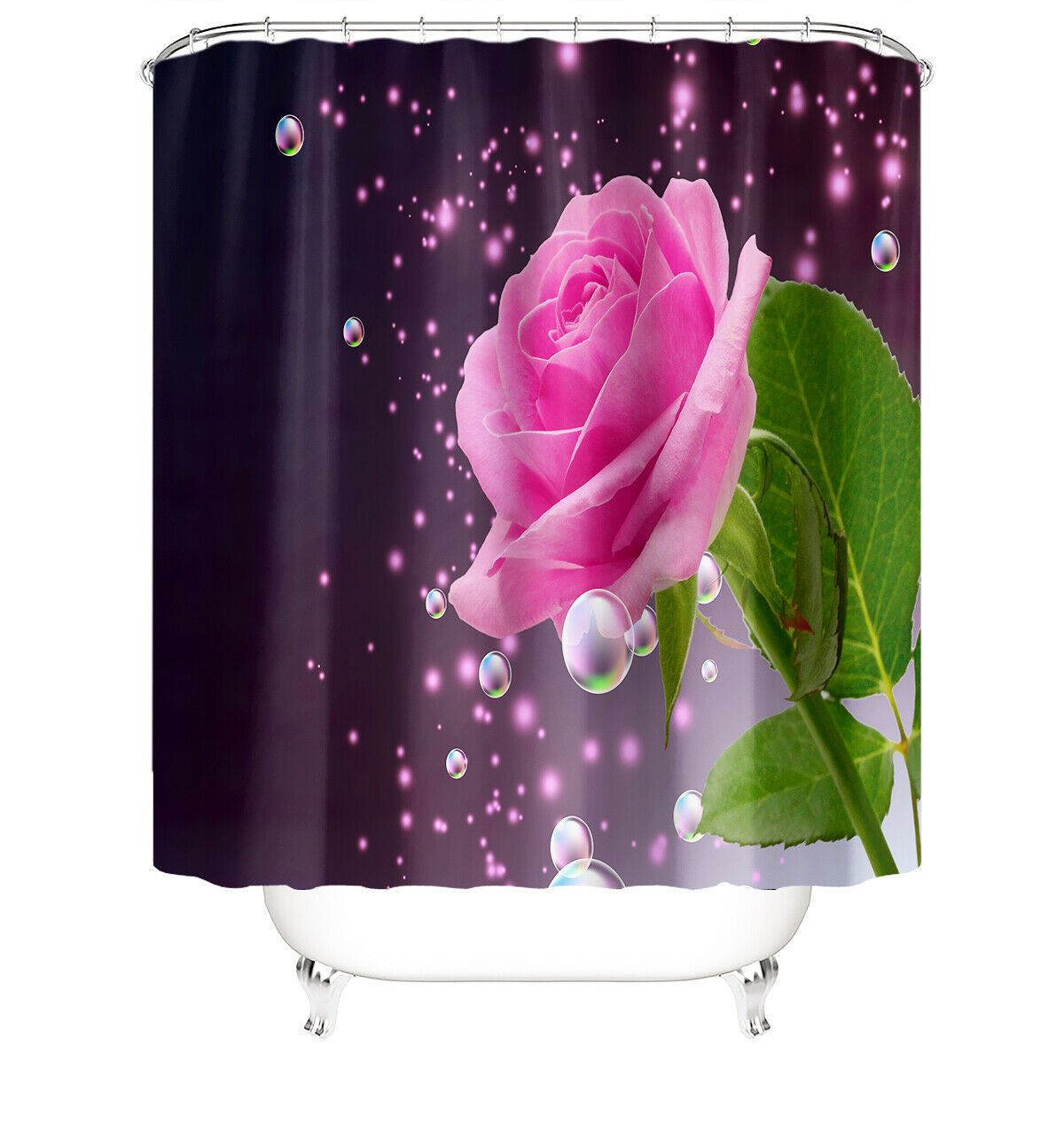 Pink Rose Leaf Fabric Shower Curtain-STYLEGOING