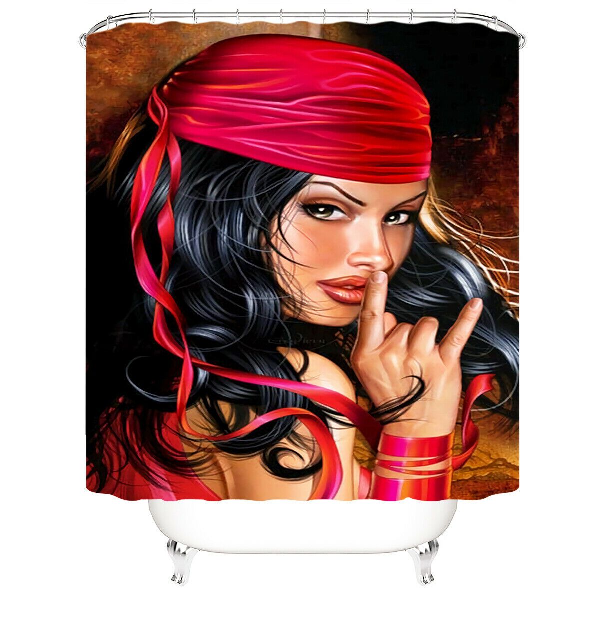 Cool Woman Fabric Shower Curtains-STYLEGOING