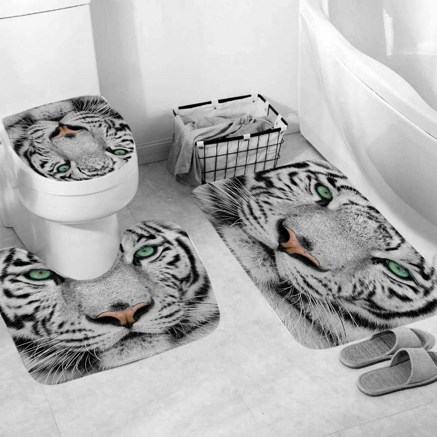 Tiger Head Fabric Shower Curtain-STYLEGOING