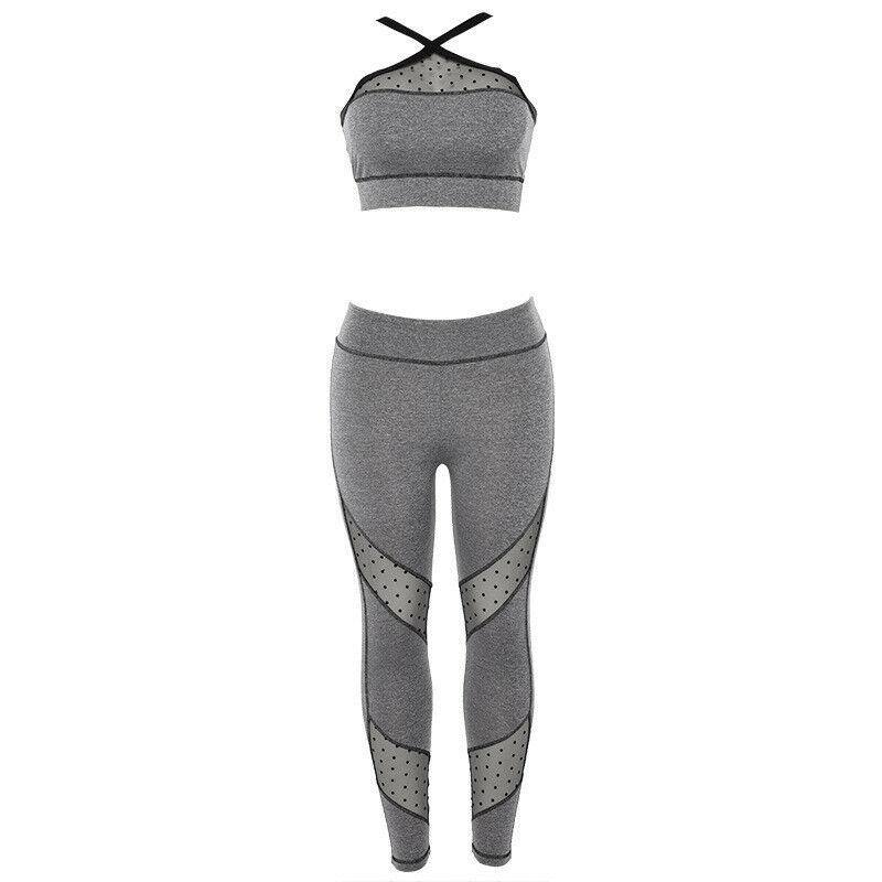 Gray Wommen Yoga Suits-STYLEGOING