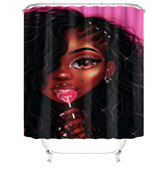 African Girl Fabric Shower Curtains-STYLEGOING