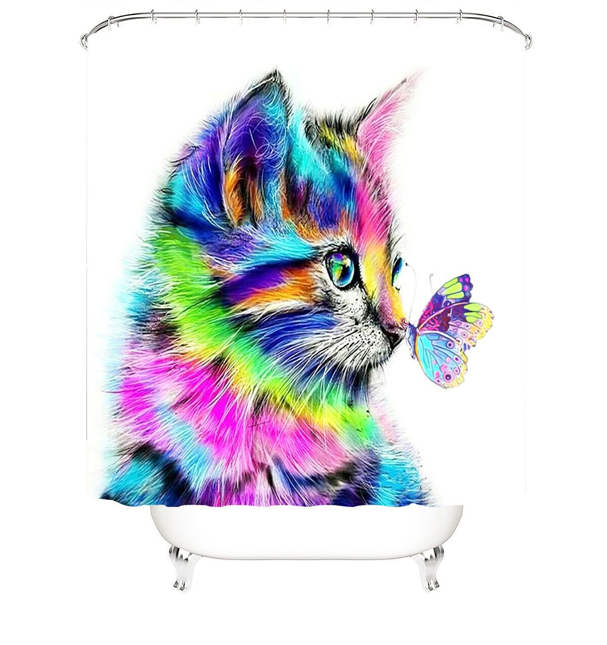 Kitty Cat Fabric Shower Curtain-STYLEGOING