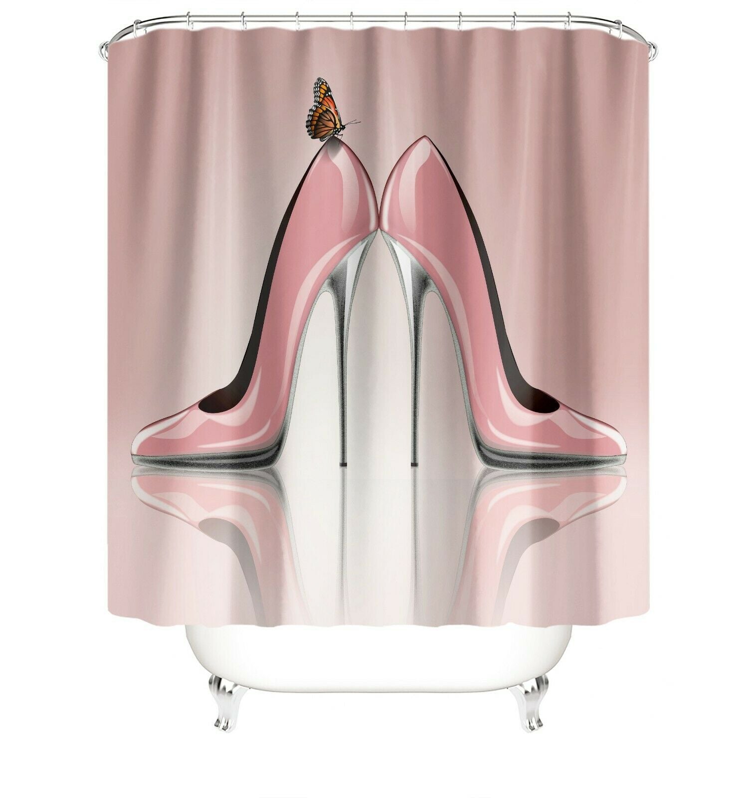 Pink High Heels Fabric Shower Curtain-STYLEGOING