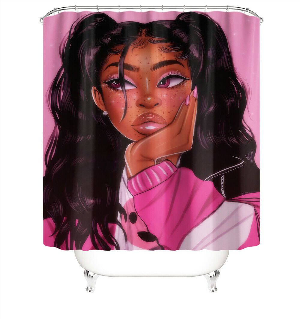 Beauty Girl Fabric Shower Curtain-STYLEGOING