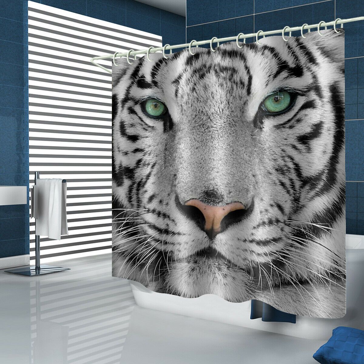 Tiger Head Fabric Shower Curtain-STYLEGOING