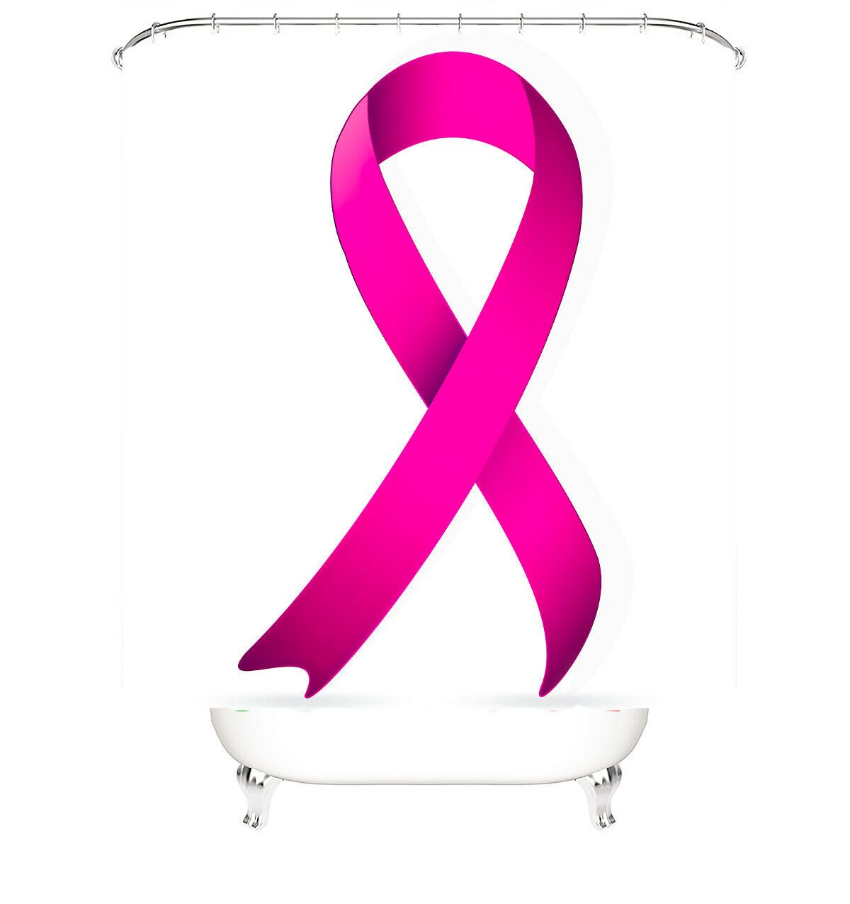 Pink Ribbon Fabric Shower Curtain For Bathroom-STYLEGOING