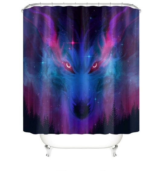 Wolf Print Fabric Shower Curtain For Bathroom-STYLEGOING