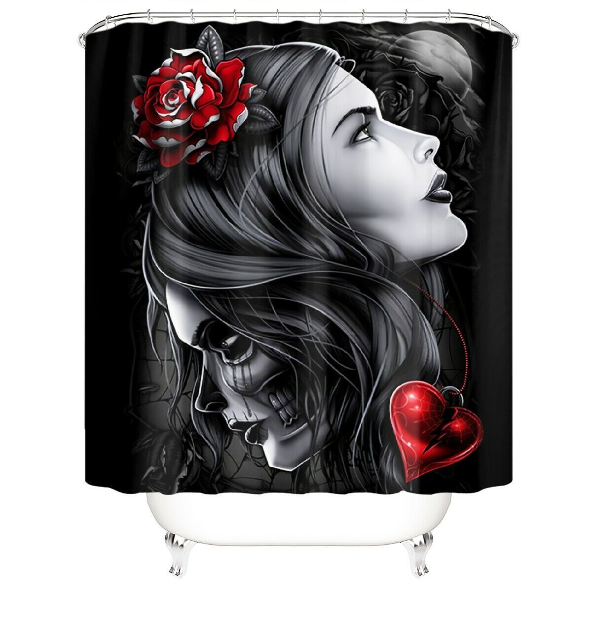 Angels Demons Fabric Shower Curtain-STYLEGOING