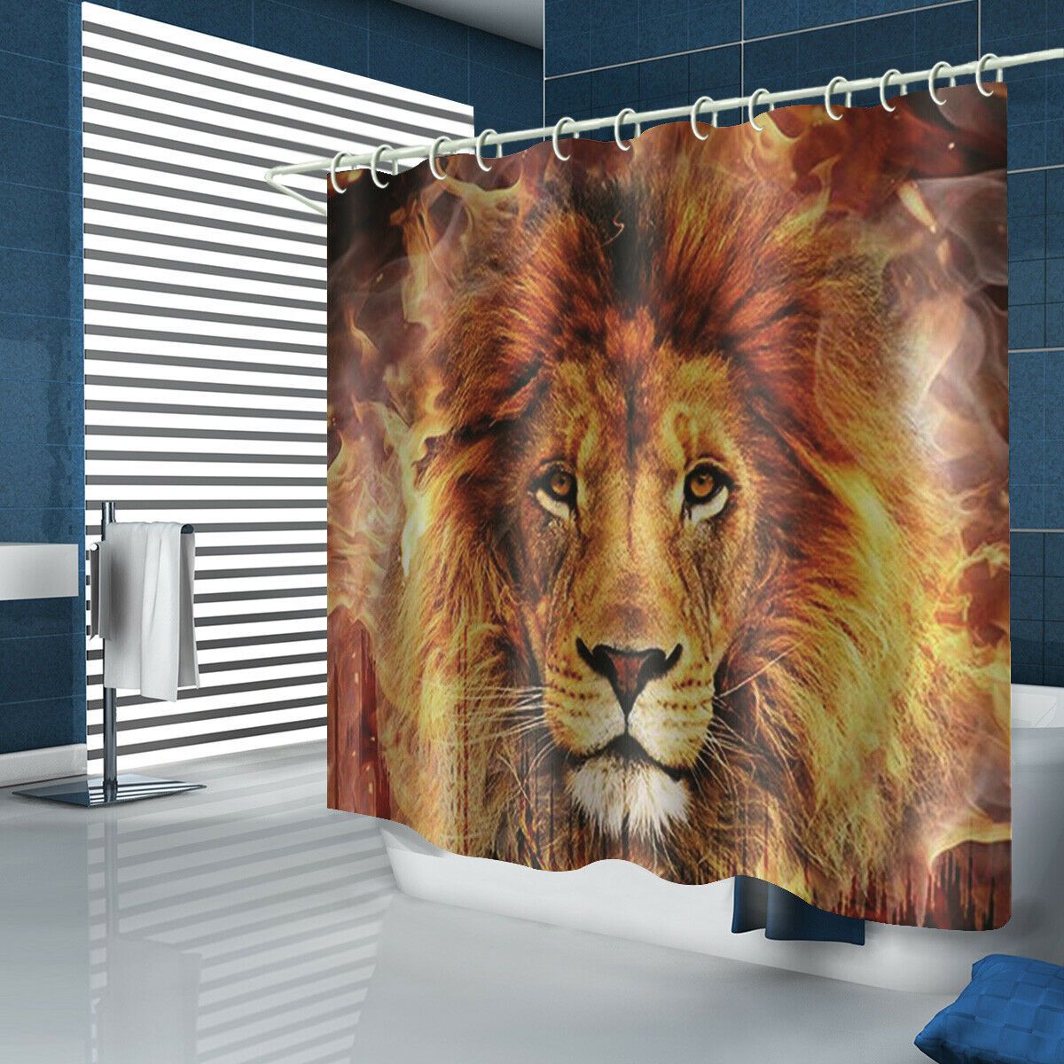 Lion Fabric Shower Curtain For Bathroom-STYLEGOING