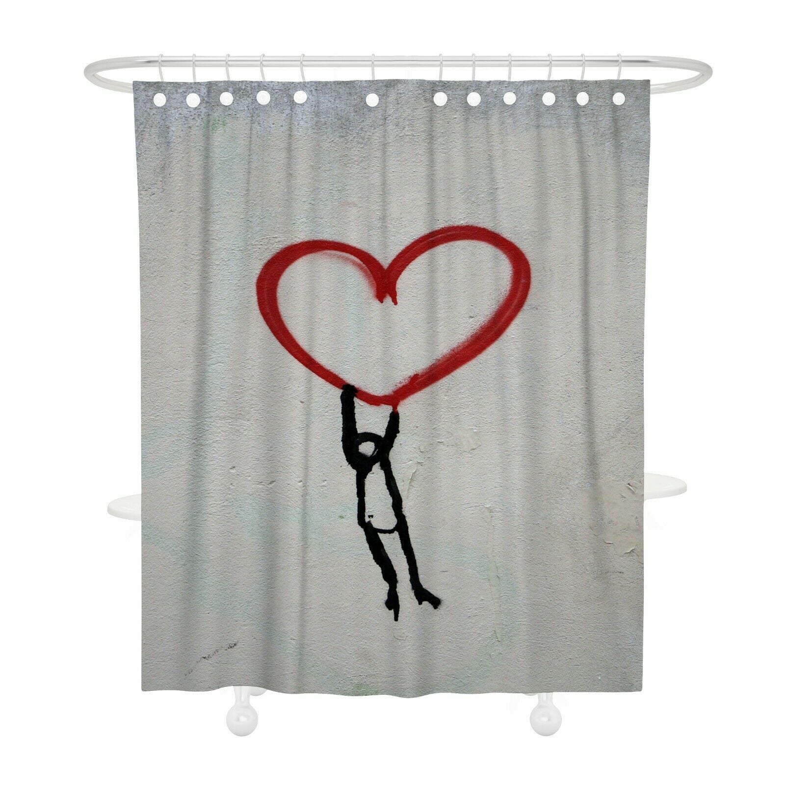 Loving Heart Fabric Shower Curtain-STYLEGOING