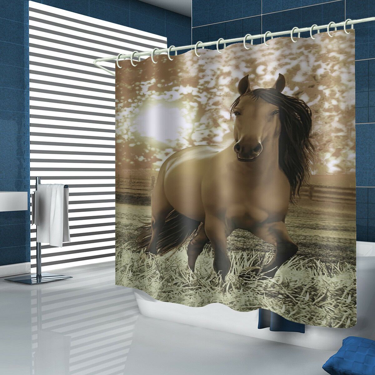 War Horse Fabric Shower Curtain-STYLEGOING