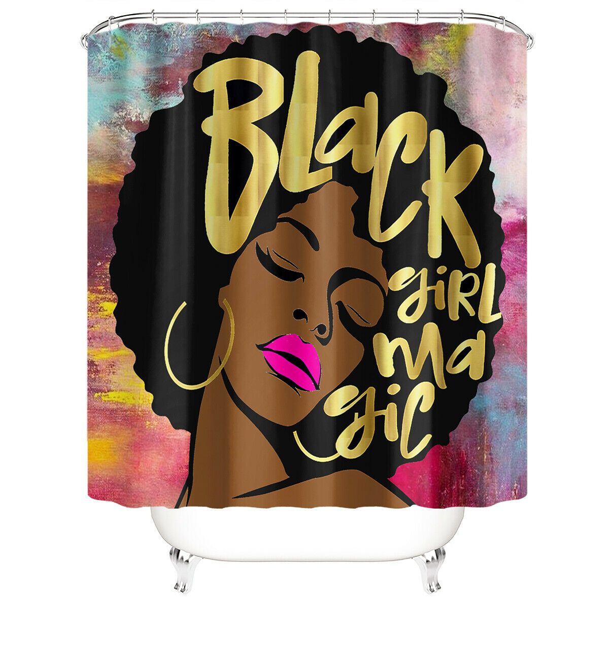 Black Girl Fabric Shower Curtains-STYLEGOING
